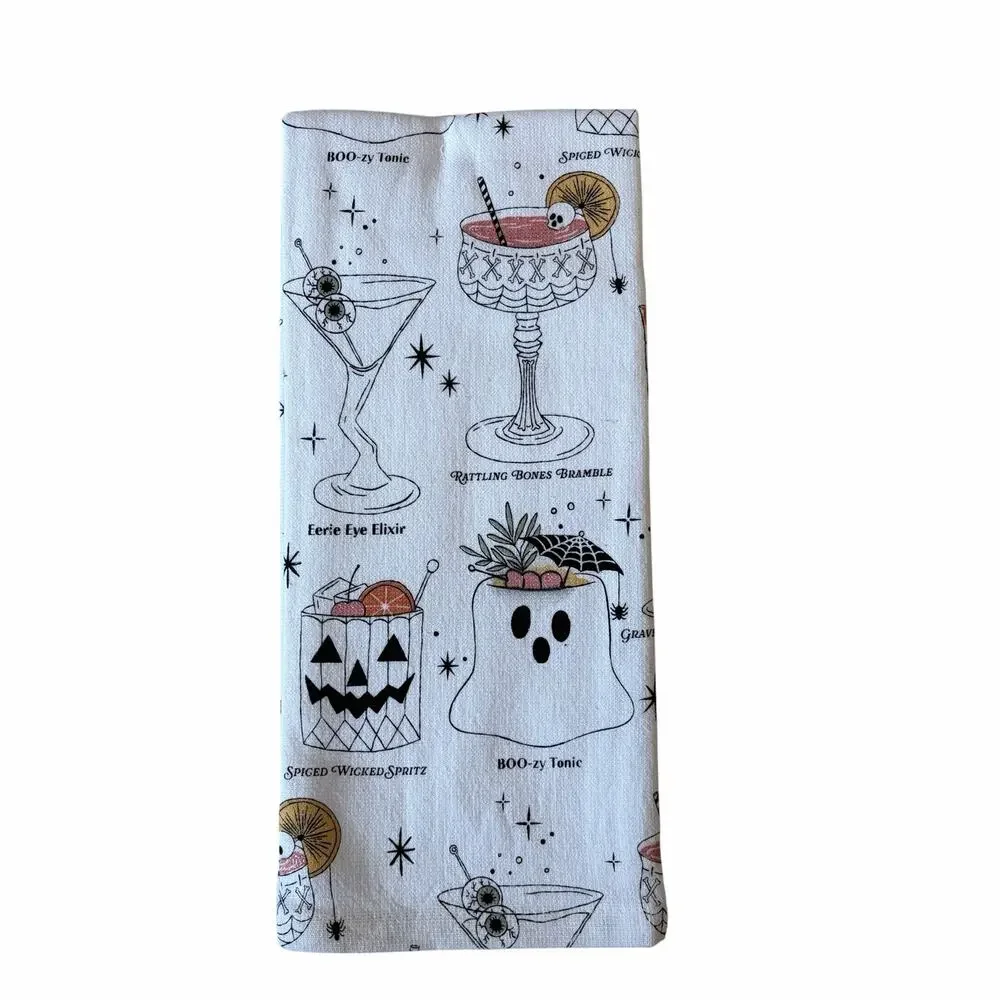 Rachel Zoe Cotton Kitchen Towels Set Of 2 Halloween Boozy Cocktails Summerween